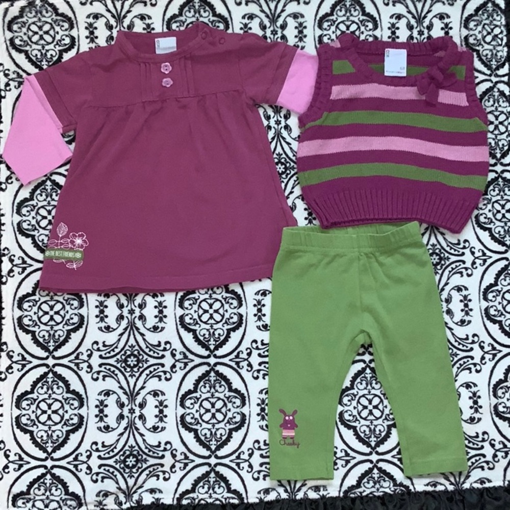 Coccodrillo set- top/pants/vest Size EU 68 / 3-6m